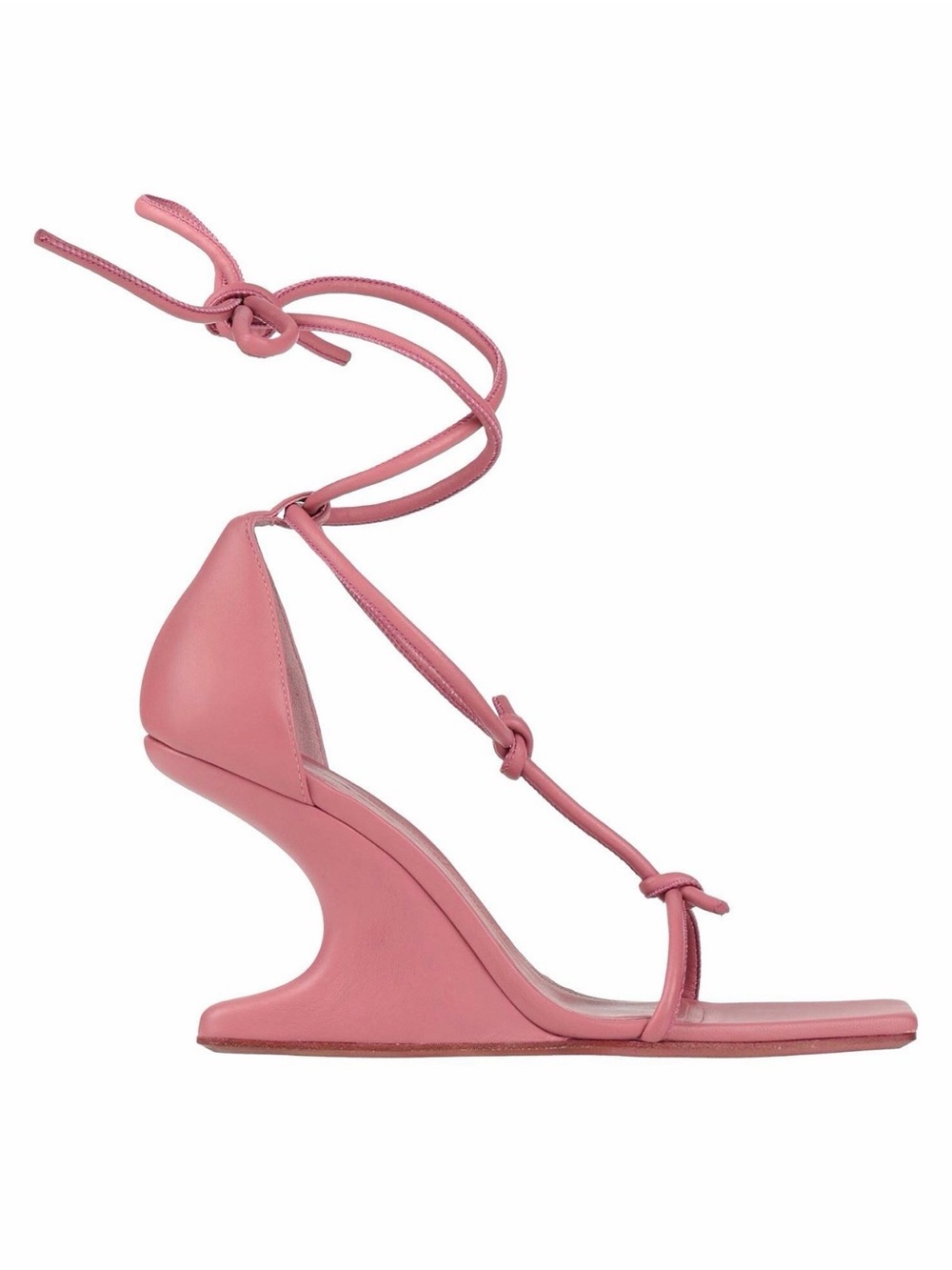 RICK OWENS LEATHER CANTILEVER ANTIQUE ROSE SANDALS